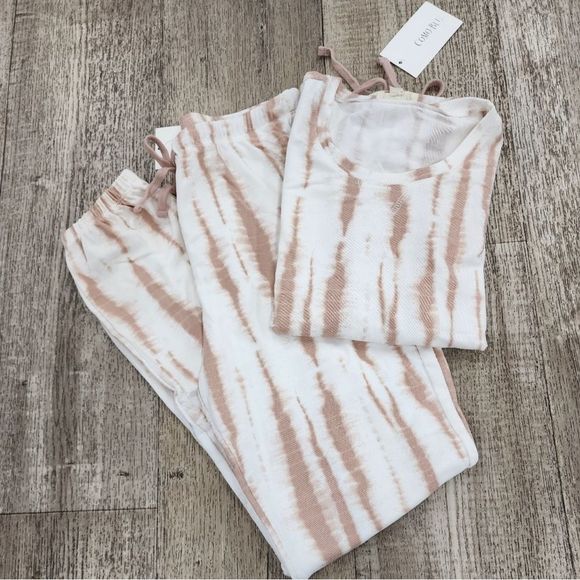 NWT Como Blu Tie Dye French Terry Top & Jogger Pants Lounge Set Sizes S M XL - Picture 2 of 3